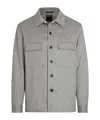 Zegna Beige Linen And Virgin Wool Alba Overshirt In Gray