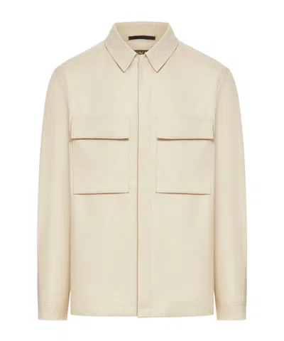 Zegna Long-sleeved Shirt In Nude