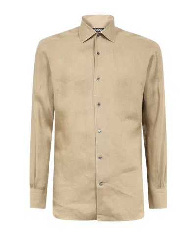 Zegna Long-sleeved Shirt In Nude