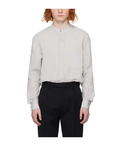 Zegna Long-sleeved Shirt With Vertical Collar In White