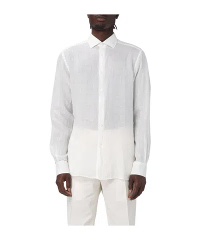 Zegna Long Sleeved Single-breasted Shirt In White