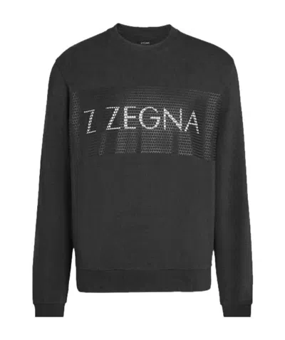 Zegna Long-sleeved Sports Sweater In Black