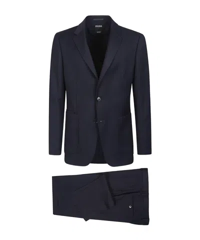 Zegna Long-sleeved Suit In Black