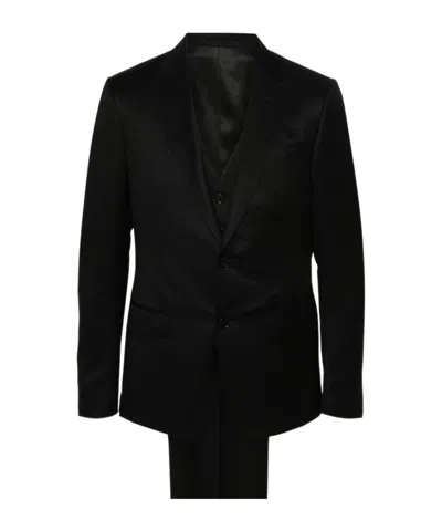 Zegna Long-sleeved Suit In Black
