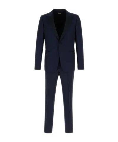 Zegna Long-sleeved Suit In Blue