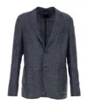 Zegna Giacca In Misto Lino Blu Uomo In Blue