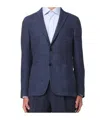 Zegna Long-sleeved Suit Jacket In Blue