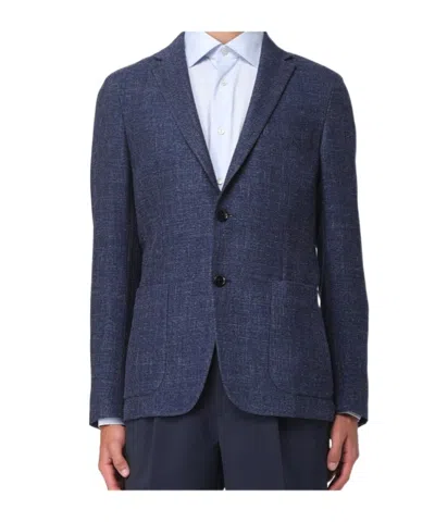 Zegna Long-sleeved Suit Jacket In Blue