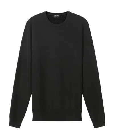 Zegna Long-sleeved Sweater In Black