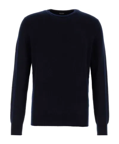 Zegna Men's Dark Cashmere Sweater In Blue