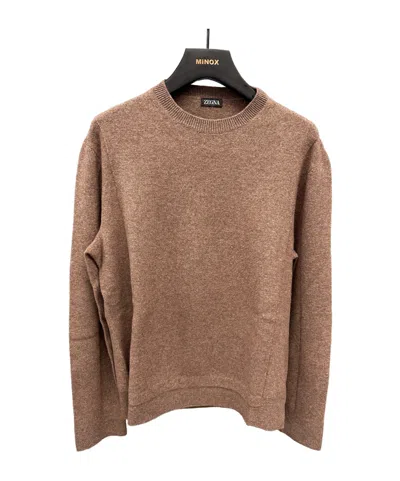 Zegna Long-sleeved Sweater In Brown