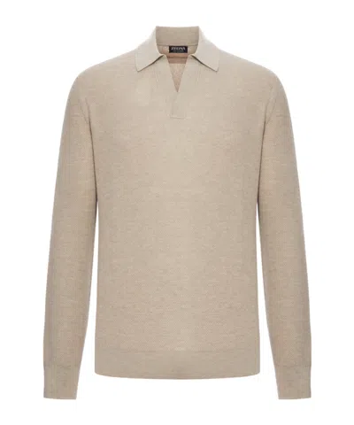 ZEGNA ZEGNA LONG SLEEVE POLO JUMPER