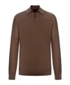 Zegna Cashmere Polo Sweater Textured Knit In Brown