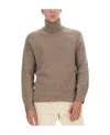 Zegna Ribbed Turtleneck Sweater Long Sleeves In Brown
