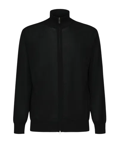 Zegna Long-sleeved Zip-up Cardigan In Black