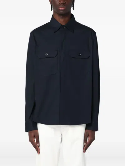 Zegna Navy Blue Cotton Shirt