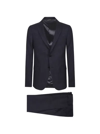 Zegna Long-sleeves Suit In Blue