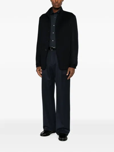 Zegna Long-sleeve Button-down Shirt In Black