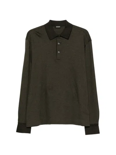 Zegna Long-sleeve Polo Shirt In Green