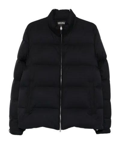 Zegna Long-sleeved Down Jacket In Black