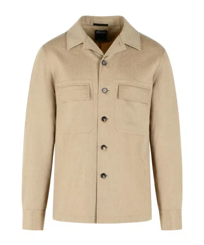 Zegna Long-sleeved Shirt In Brown