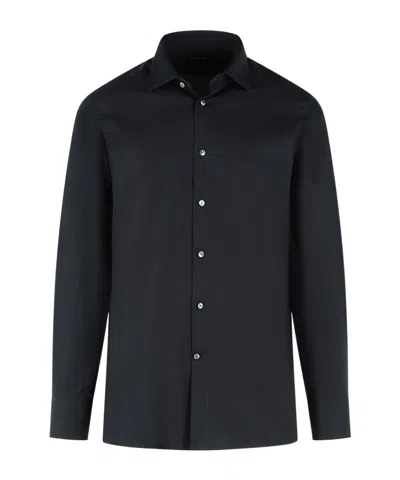 Zegna Long-sleeved Shirt In Black