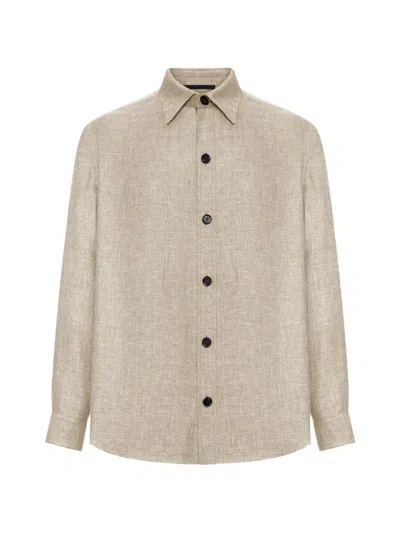 Zegna Light Beige Solid Shirt In Neutral