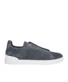 Zegna Low-cut Lace-up Sneakers In Gray