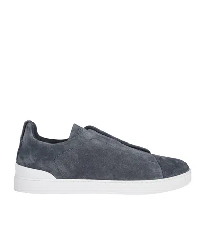 Zegna Low-cut Lace-up Sneakers In Gray