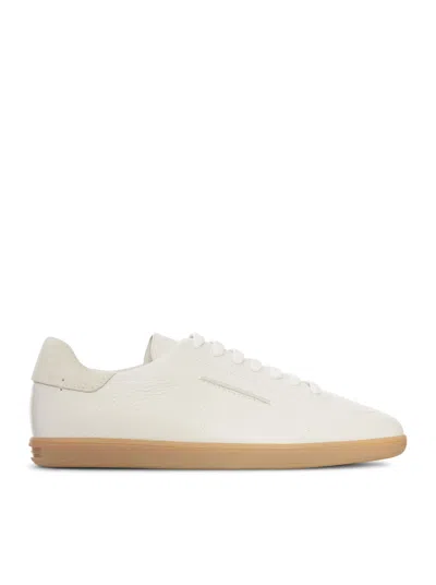 Zegna Grained-leather Sneakers In Neutral