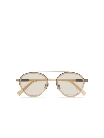 Zegna Orizzonte Ii Sonnenbrille Mit Rundem Gestell In Transparent Dark Grey