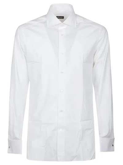 ZEGNA LUX TAILORING LONG SLEEVE STRETCH COTTON SHIRT