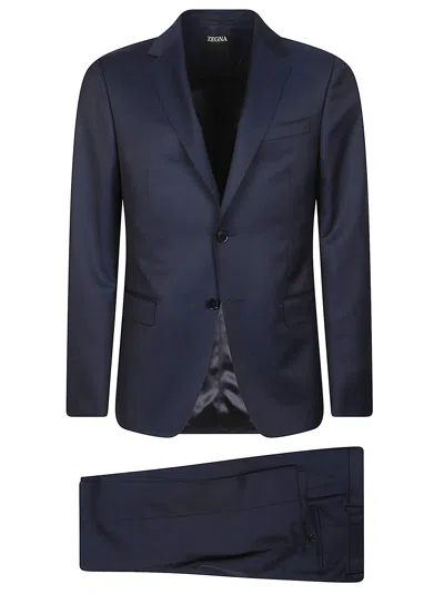 Zegna Lux Tailoring Notch Lapel Two-piece Wool-mohair Suit In Blue