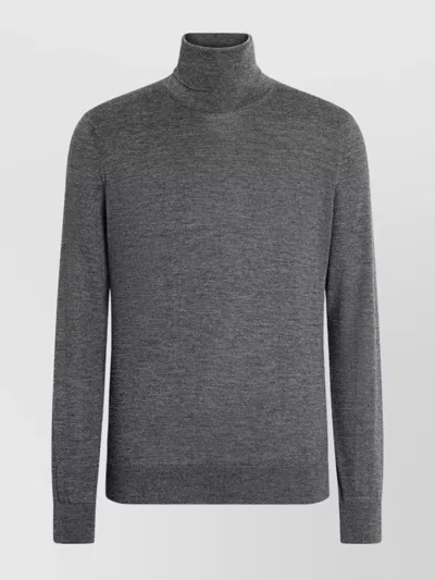 Zegna Cashmere And Silk-blend Rollneck Sweater In Gray
