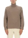 Zegna Ribbed Turtleneck Sweater Long Sleeves In Beige