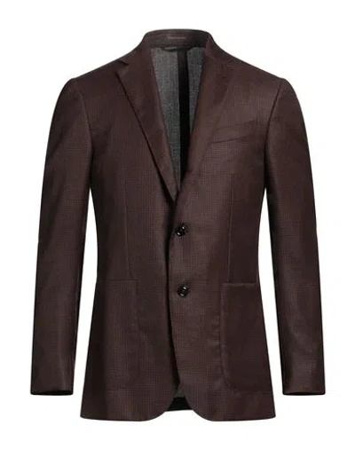 Zegna Man Suit Jacket Dark Brown Size 40 Wool