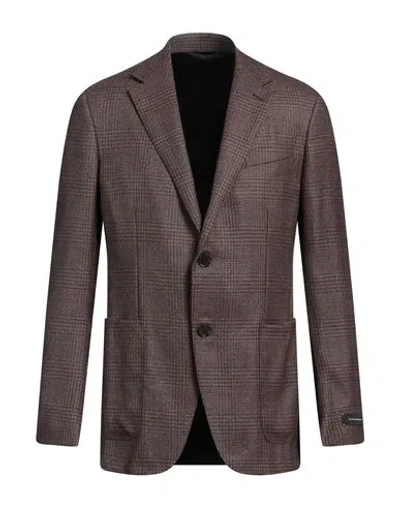 Zegna Man Blazer Dark Brown Size 42 Wool