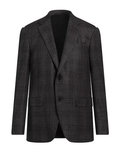 Zegna Man Blazer Dark Brown Size 50 Wool, Cashmere, Silk, Linen