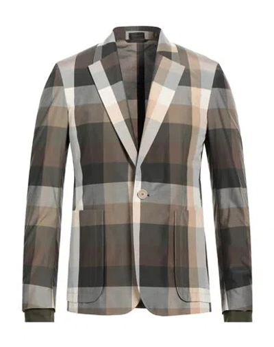Zegna Man Blazer Military Green Size 44 Cotton, Silk
