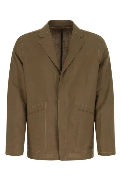 Zegna Refined Wool Blend Jacket In Brown