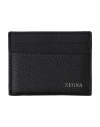 Zegna Textured Card Holder For Daily Use In Black