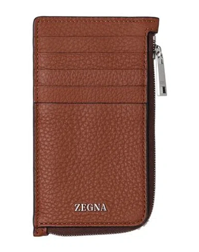 Zegna Man Cardholder Tan Size - Leather In Brown