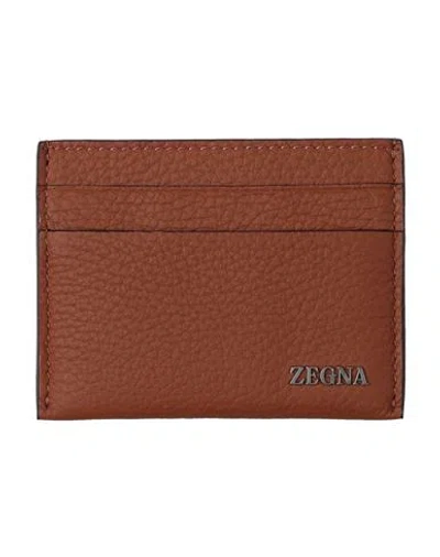 Zegna Man Cardholder Tan Size - Leather In Brown