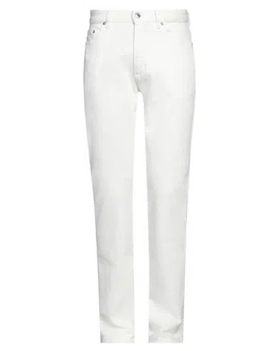 Zegna Man Jeans White Size 31 Cotton, Elastane, Leather