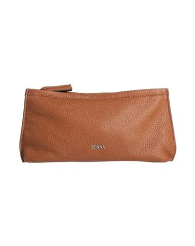 Zegna Man Handbag Brown Size - Leather