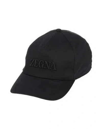 Zegna Man Hat Black Size L Cotton, Elastane