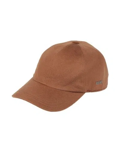 Zegna Man Hat Brown Size 7 Cashmere