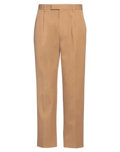 Zegna Man Pants Camel Size 38 Cotton, Wool In Brown