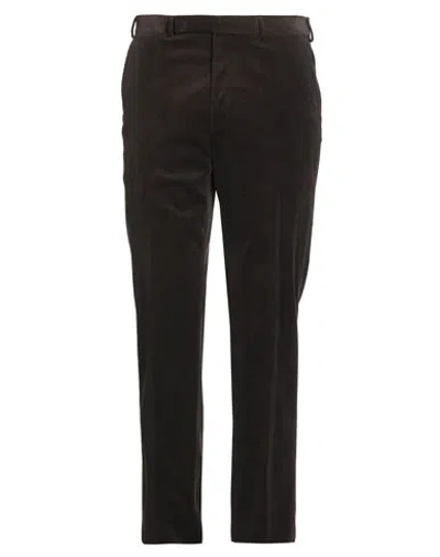 Zegna Man Pants Chocolate Brown Size 38 Cotton, Cashmere, Elastane In Black