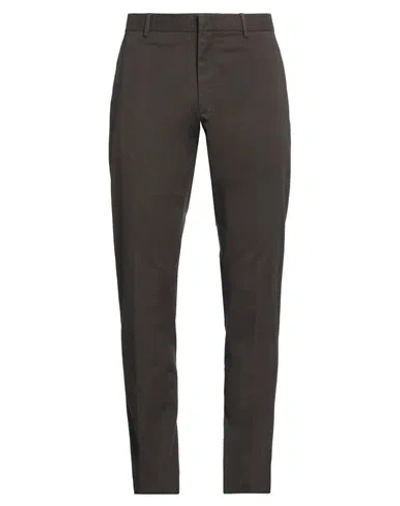 Zegna Man Pants Dark Brown Size 38 Cotton, Elastane